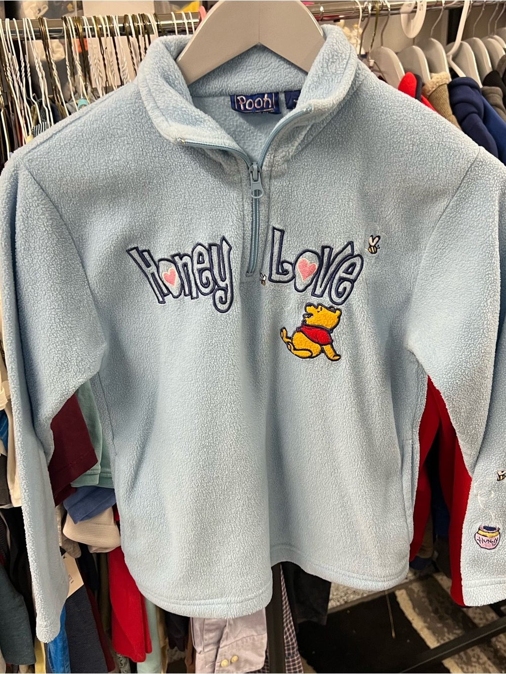 Vintage 90s Kids/Toddler Winnie the Pooh Honey Pot Fleece Jacket Medium